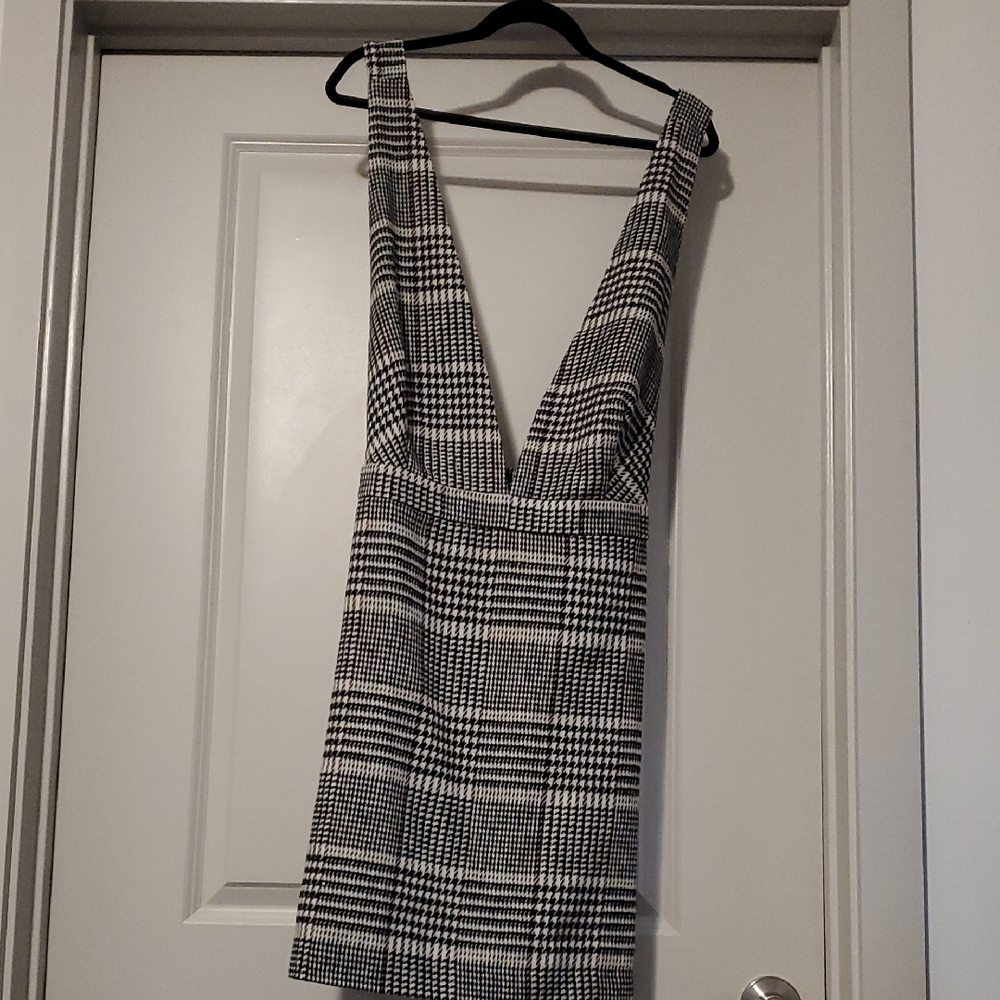Stylish Black and White Plaid Dress
